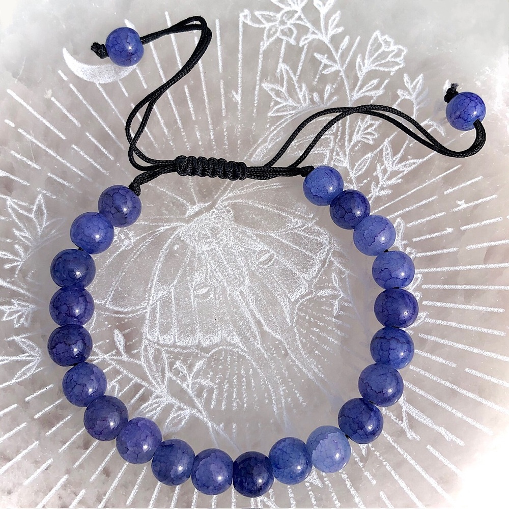 Periwinkle Crackle Quartz Adjustable Bracelet